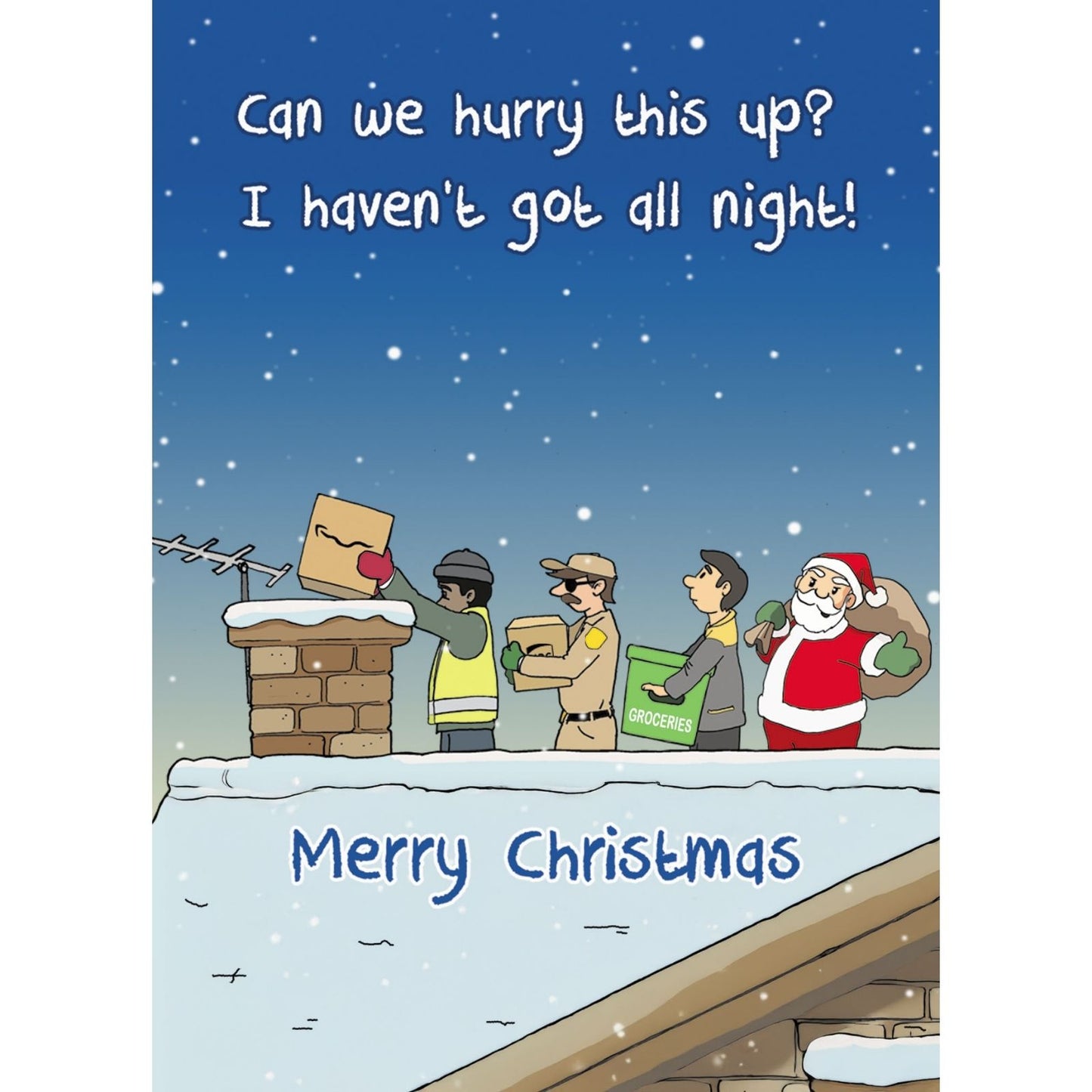 Twizler Humour Christmas Card Busy Santa Funny Xmas Greeting Blank Inside
