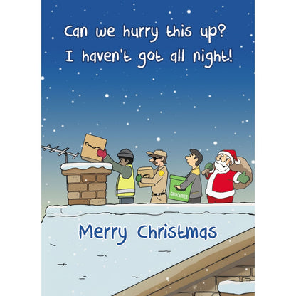 Twizler Humour Christmas Card Busy Santa Funny Xmas Greeting Blank Inside