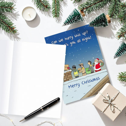 Twizler Humour Christmas Card Busy Santa Funny Xmas Greeting Blank Inside