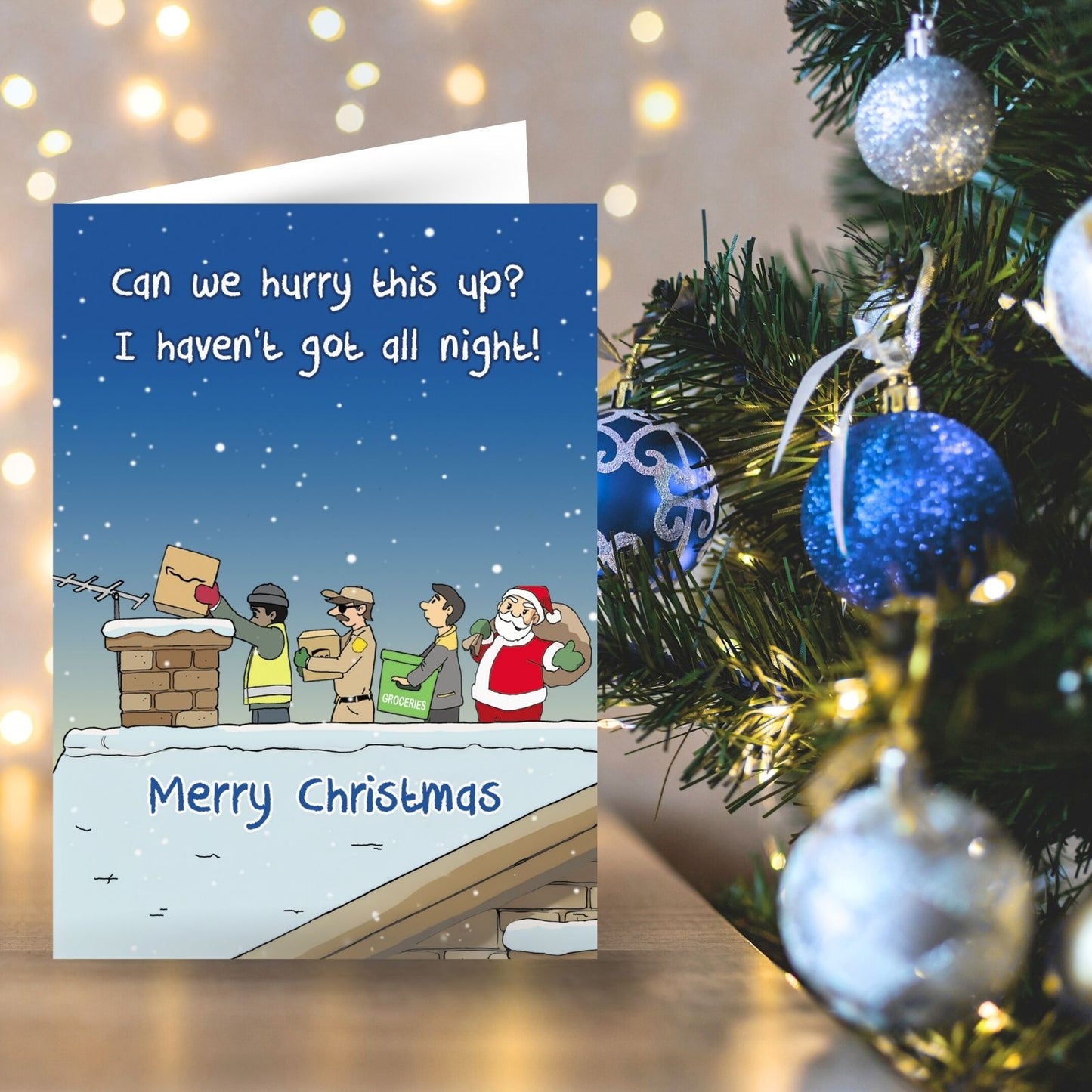 Twizler Humour Christmas Card Busy Santa Funny Xmas Greeting Blank Inside