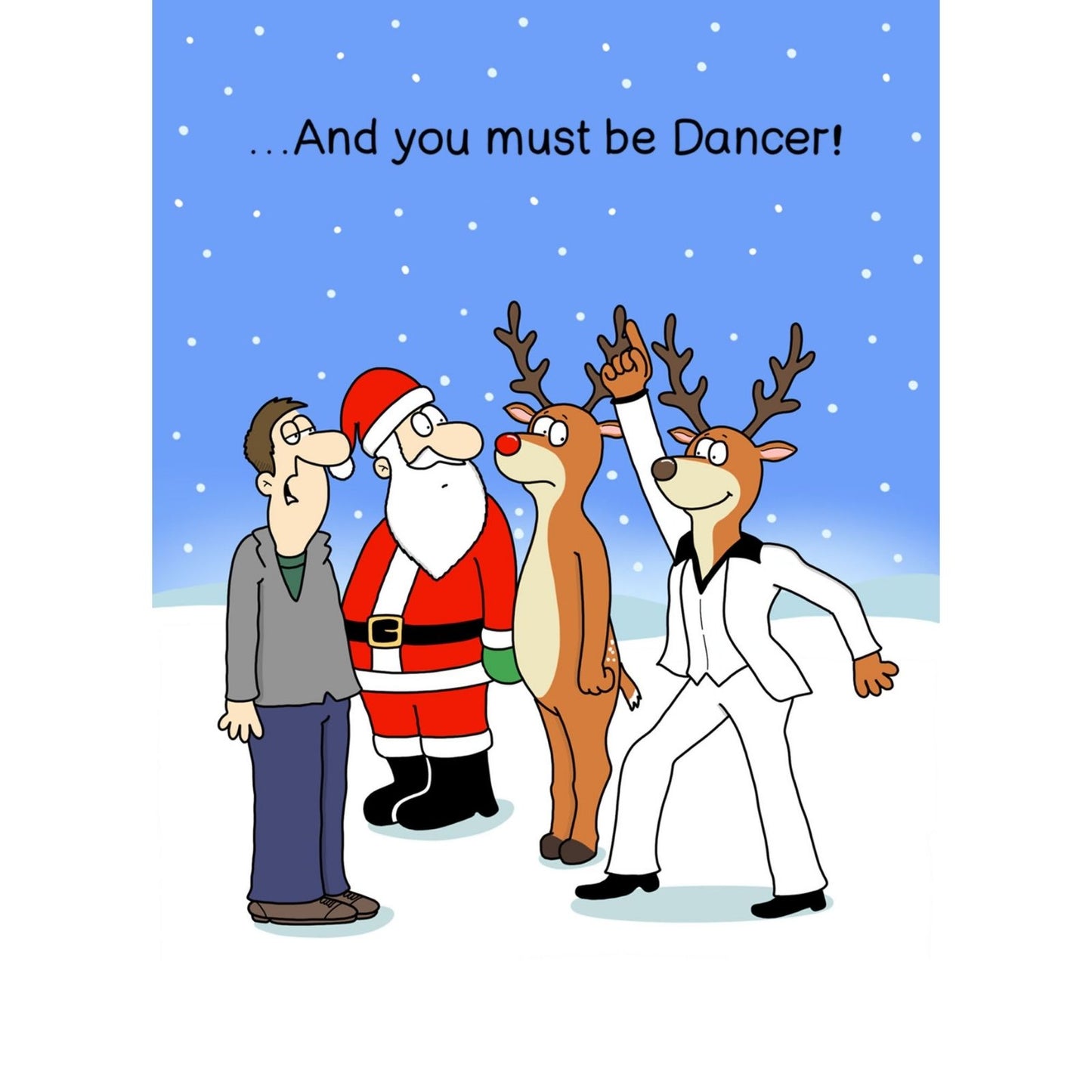 Twizler Humour Christmas Card Reindeer Dancer! Funny Xmas Greeting Blank Inside