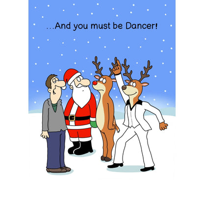 Twizler Humour Christmas Card Reindeer Dancer! Funny Xmas Greeting Blank Inside