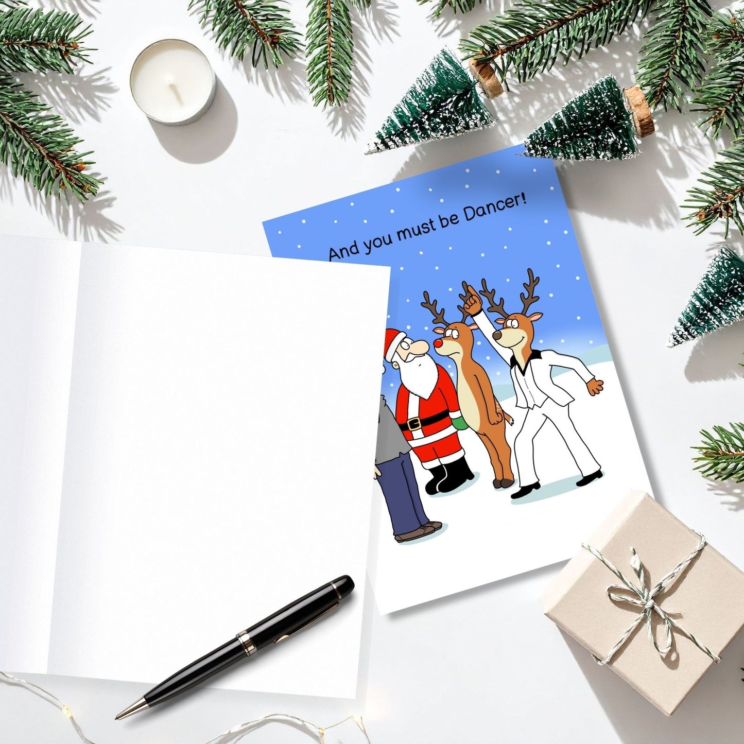 Twizler Humour Christmas Card Reindeer Dancer! Funny Xmas Greeting Blank Inside