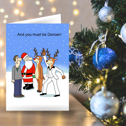 Twizler Humour Christmas Card Reindeer Dancer! Funny Xmas Greeting Blank Inside