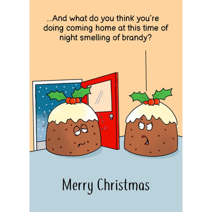 Twizler Humour Christmas Card Brandy Puddings Funny Xmas Greeting Blank Inside