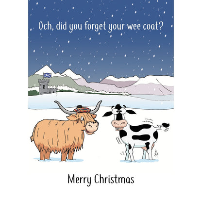 Twizler Humour Christmas Card Highland Cow Funny Xmas Greeting Blank Inside