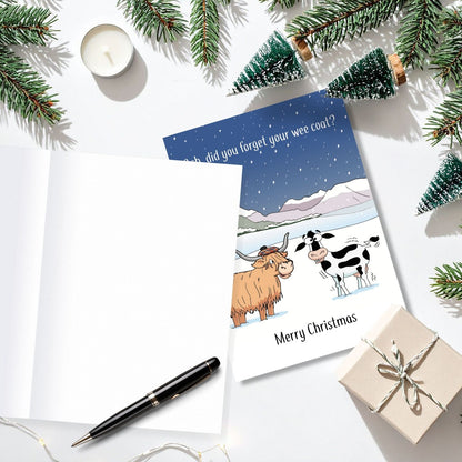Twizler Humour Christmas Card Highland Cow Funny Xmas Greeting Blank Inside