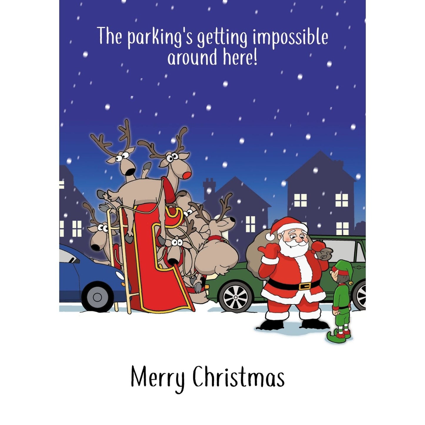 Twizler Humour Christmas Card Santa's Parking Funny Xmas Greeting Blank Inside