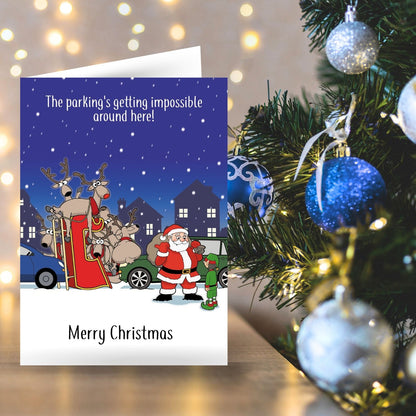 Twizler Humour Christmas Card Santa's Parking Funny Xmas Greeting Blank Inside