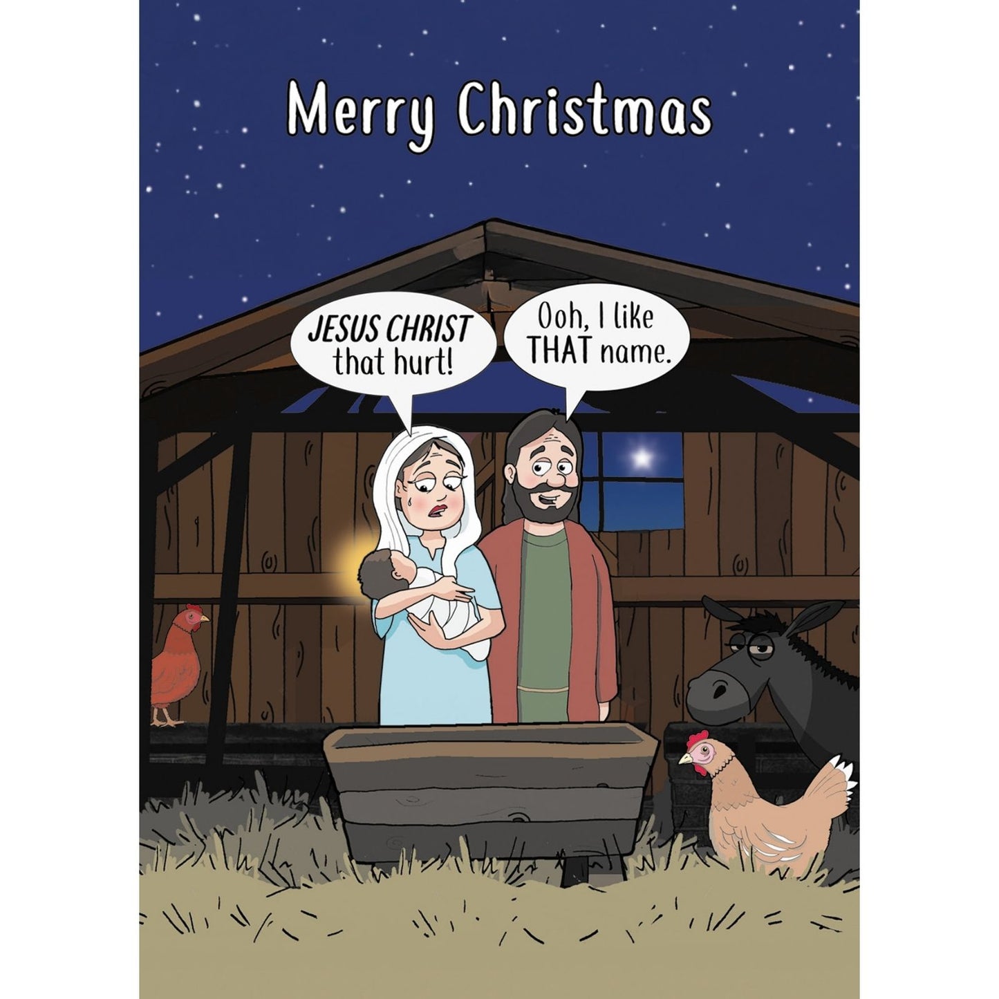 Twizler Humour Christmas Card Jesus Christ Baby Funny Xmas Greeting Blank Inside