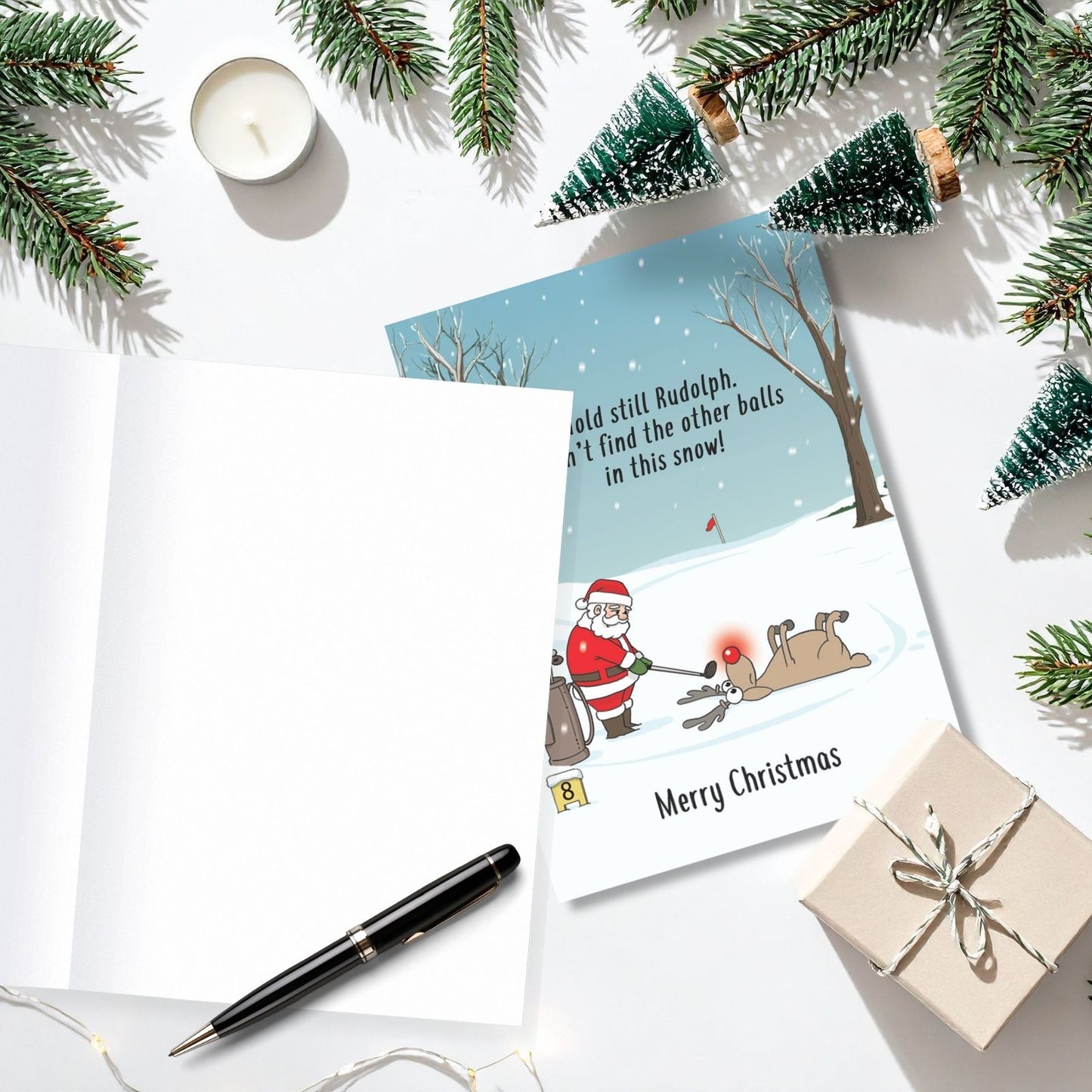 Twizler Humour Christmas Card Rudolph Golf Nose Funny Xmas Greeting Blank Inside