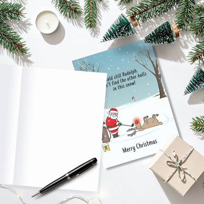Twizler Humour Christmas Card Rudolph Golf Nose Funny Xmas Greeting Blank Inside