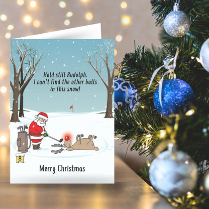 Twizler Humour Christmas Card Rudolph Golf Nose Funny Xmas Greeting Blank Inside
