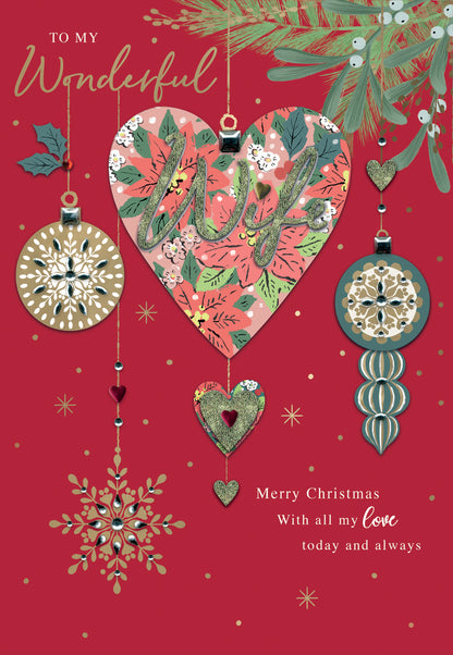 Boxed Wonderful Wife Luxury Lavish Keepsake Christmas Greeting Card In A Box