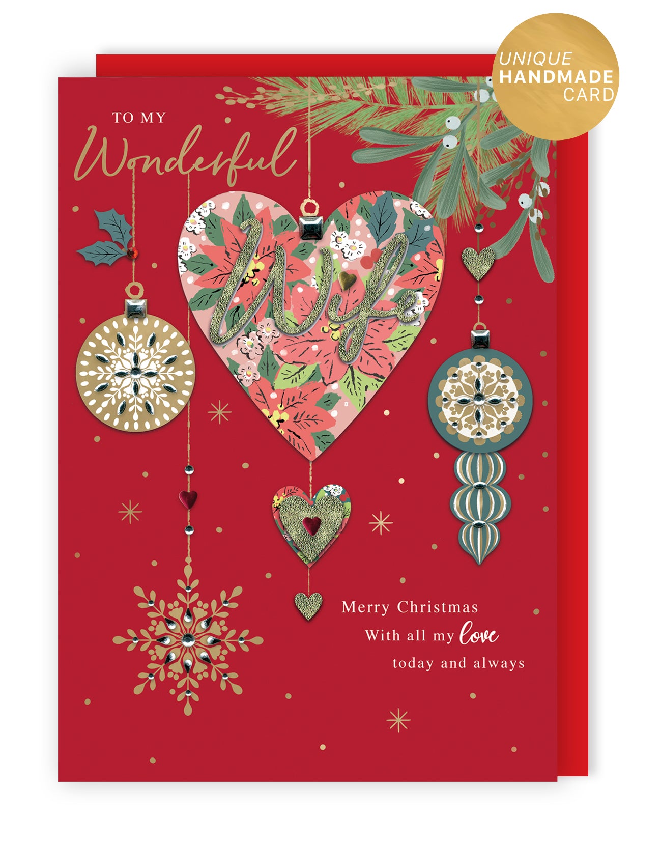 Boxed Wonderful Wife Luxury Lavish Keepsake Christmas Greeting Card In A Box