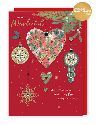 Boxed Wonderful Wife Luxury Lavish Keepsake Christmas Greeting Card In A Box