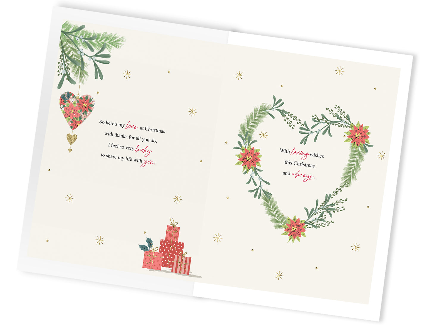 Boxed Wonderful Wife Luxury Lavish Keepsake Christmas Greeting Card In A Box