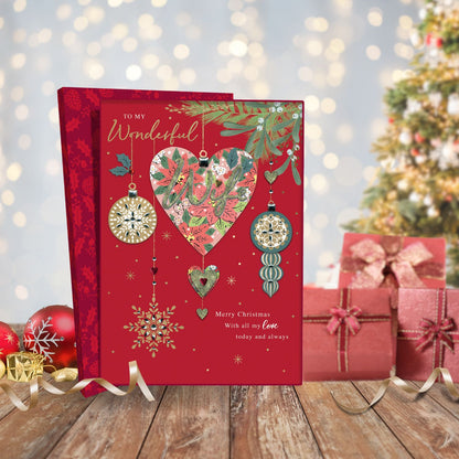 Boxed Wonderful Wife Luxury Lavish Keepsake Christmas Greeting Card In A Box