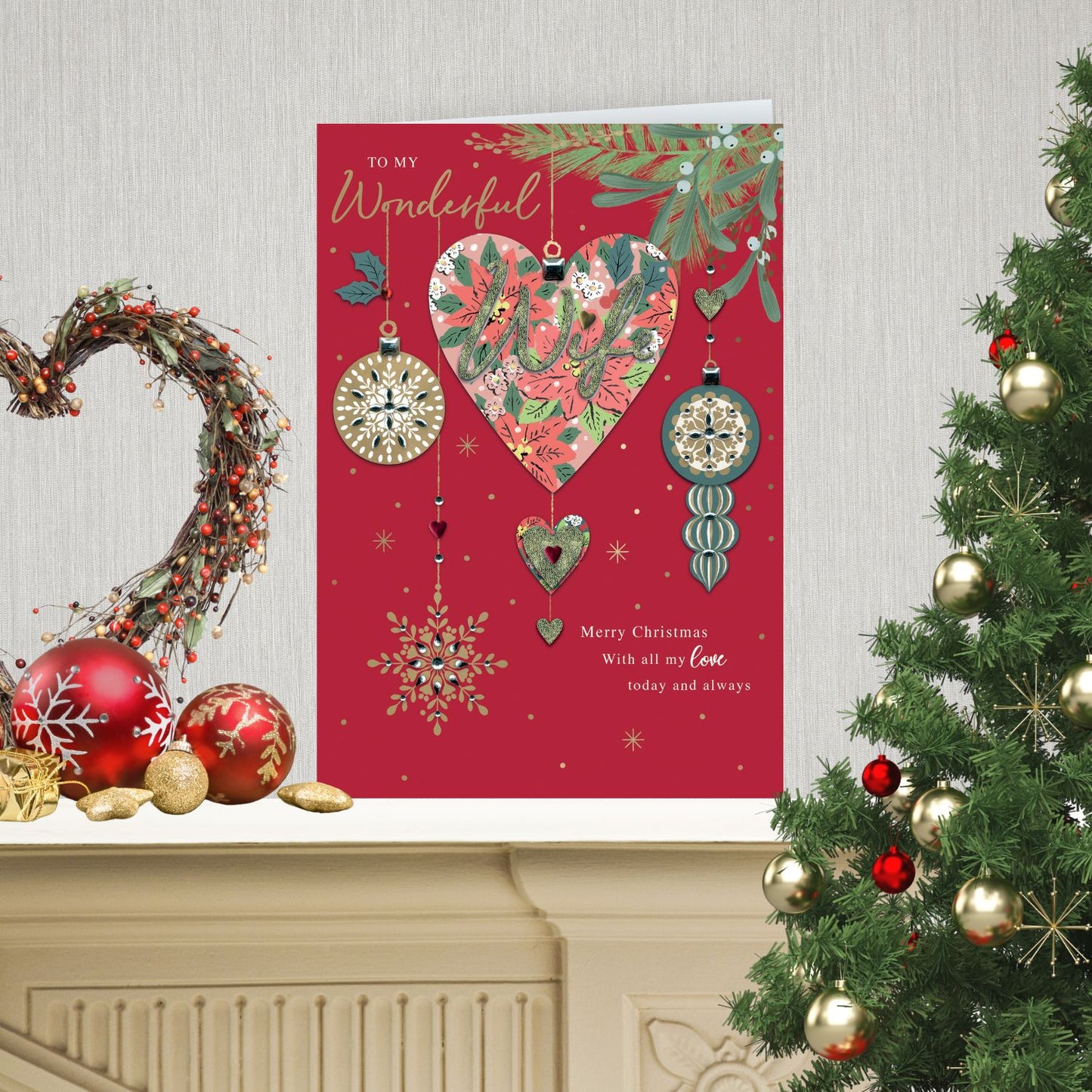 Boxed Wonderful Wife Luxury Lavish Keepsake Christmas Greeting Card In A Box