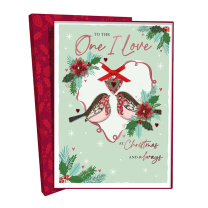 One I Love Christmas Card Boxed Luxury Lavish Embellished A4 Keepsake Xmas Card