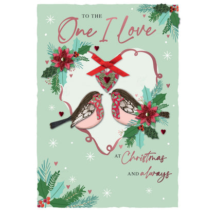One I Love Christmas Card Boxed Luxury Lavish Embellished A4 Keepsake Xmas Card