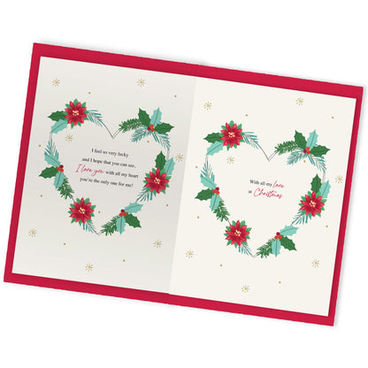 One I Love Christmas Card Boxed Luxury Lavish Embellished A4 Keepsake Xmas Card