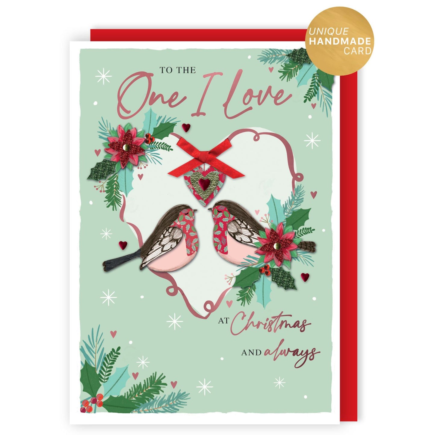 One I Love Christmas Card Luxury Lavish Embellished A4 Keepsake Xmas Card