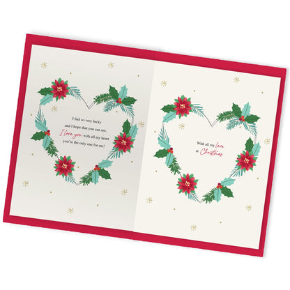 One I Love Christmas Card Luxury Lavish Embellished A4 Keepsake Xmas Card