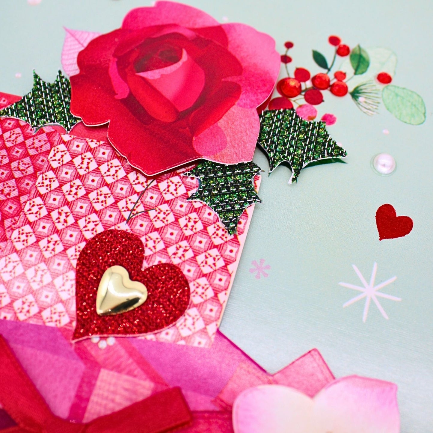 Wife Christmas Card Luxury Boxed Lavish Hand-Finished Embellished Festive Design