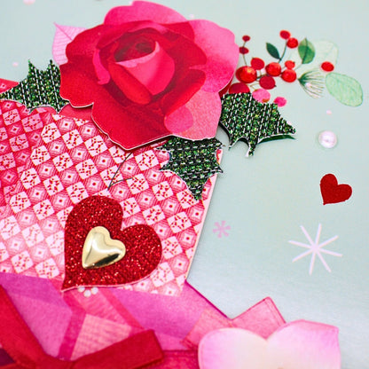 Wife Christmas Card Luxury Boxed Lavish Hand-Finished Embellished Festive Design