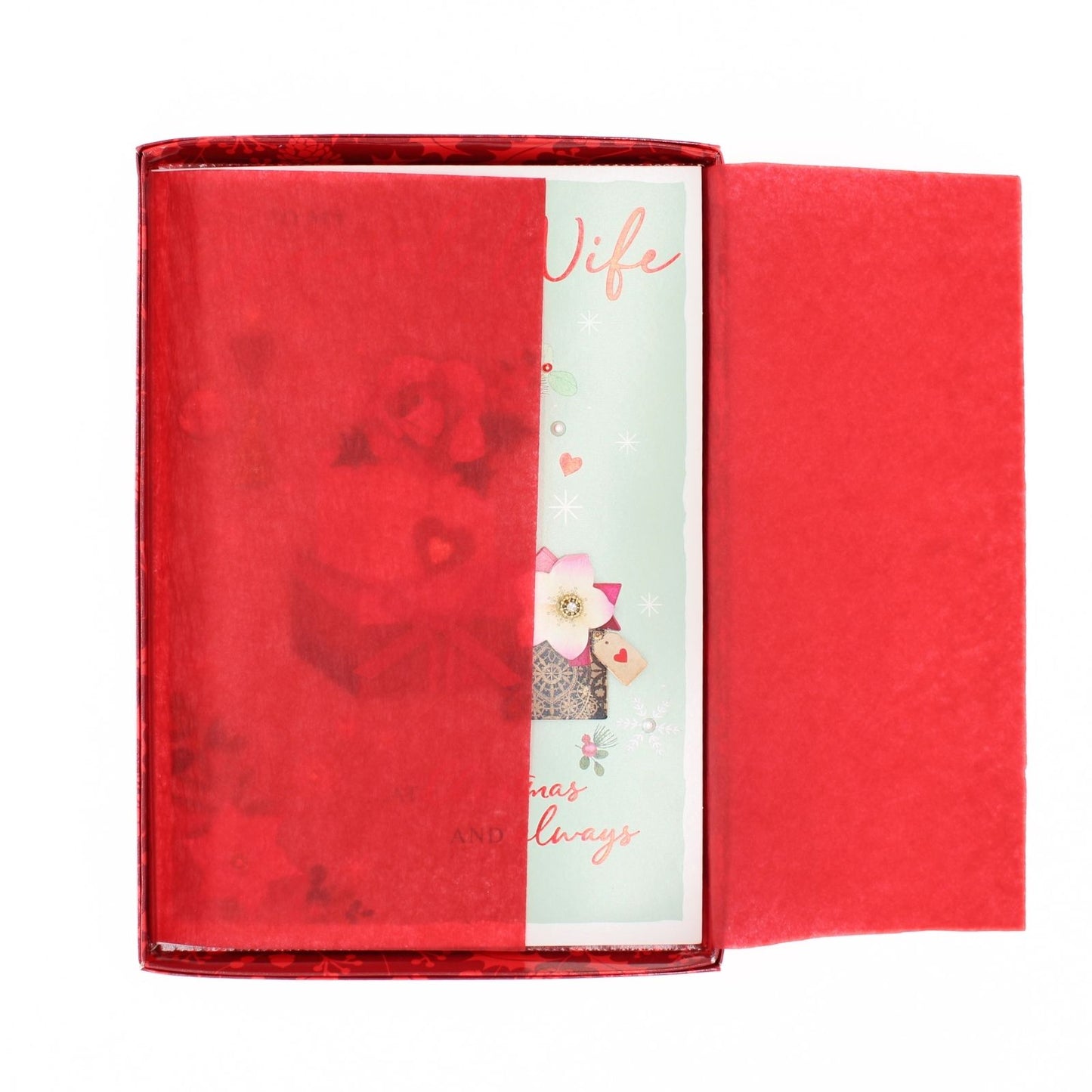 Wife Christmas Card Luxury Boxed Lavish Hand-Finished Embellished Festive Design