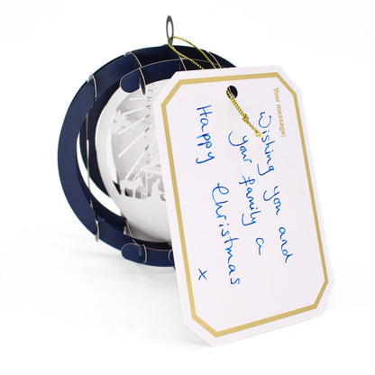 Blue Bauble 3D Laser Cut Christmas Card Hanging Tree Decoration Nativity Detail