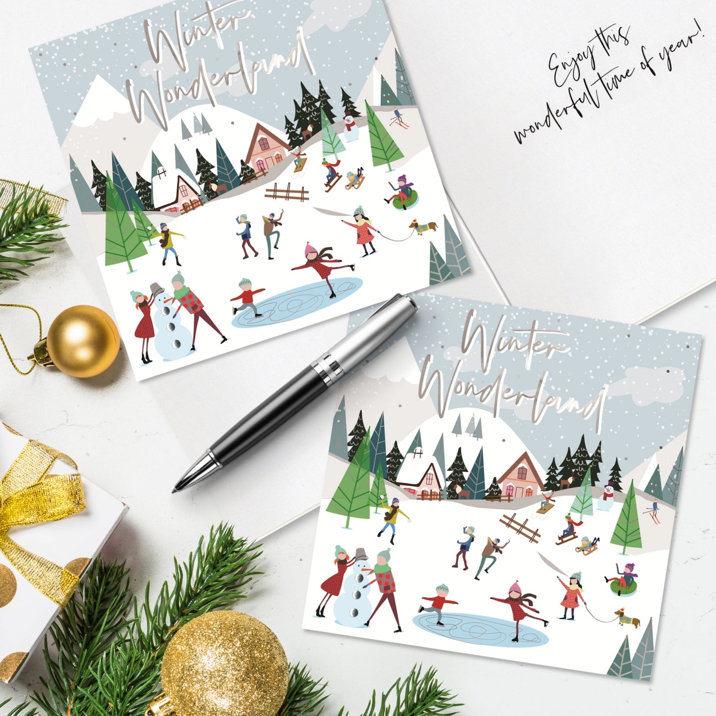 Box of 6 Winter Wonderland Luxury Hand-Finished Christmas Cards
