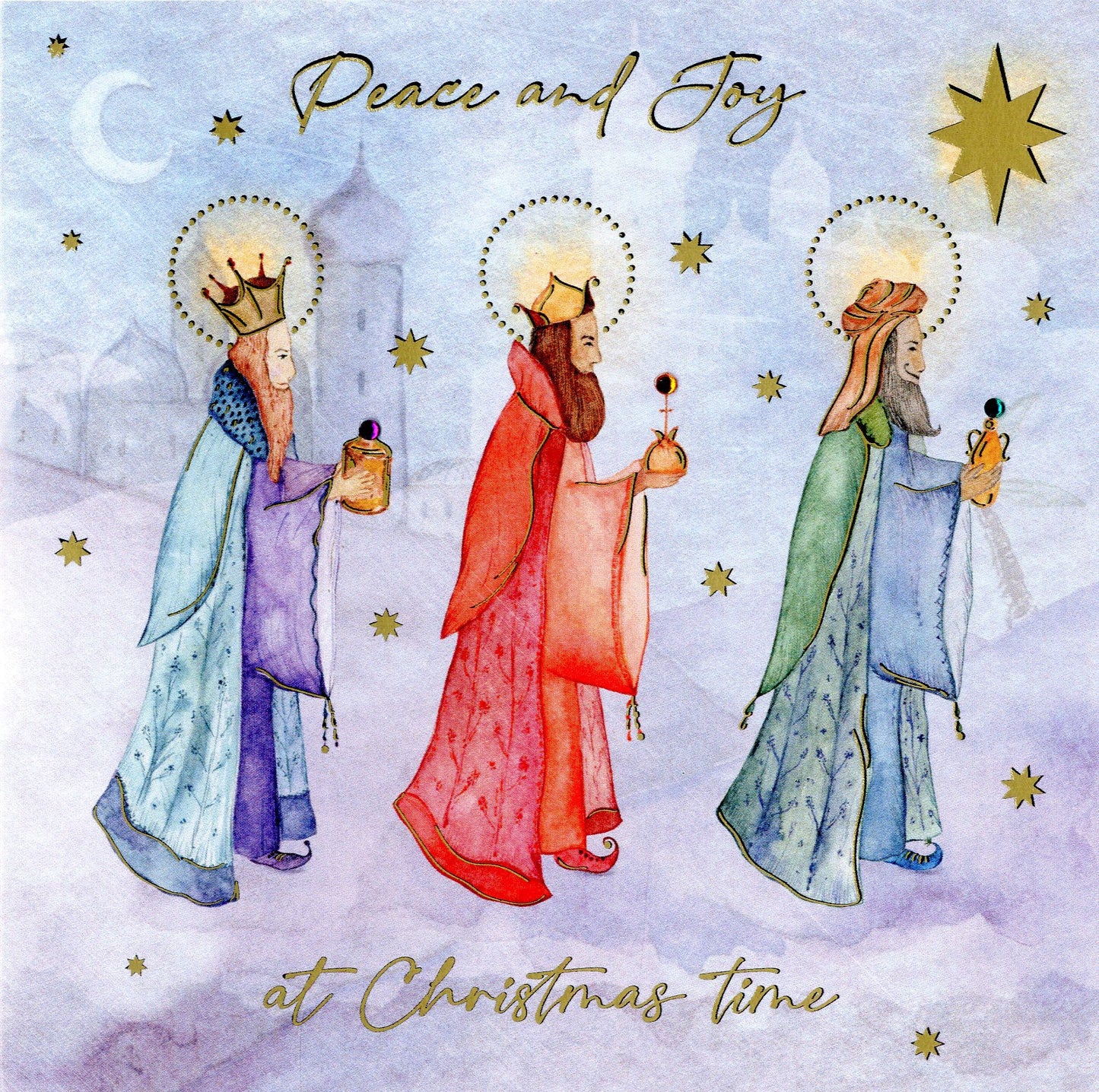 Sparkle Three Kings Embellished Hand-Finished Christmas Greeting Card