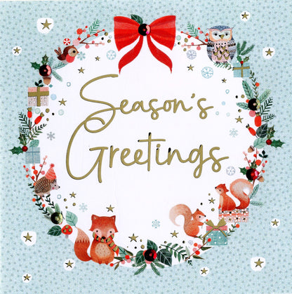 Sparkle Woodland Wreath Embellished Hand-Finished Christmas Greeting Card