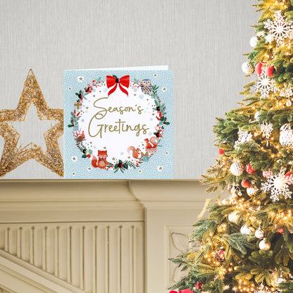 Sparkle Woodland Wreath Embellished Hand-Finished Christmas Greeting Card