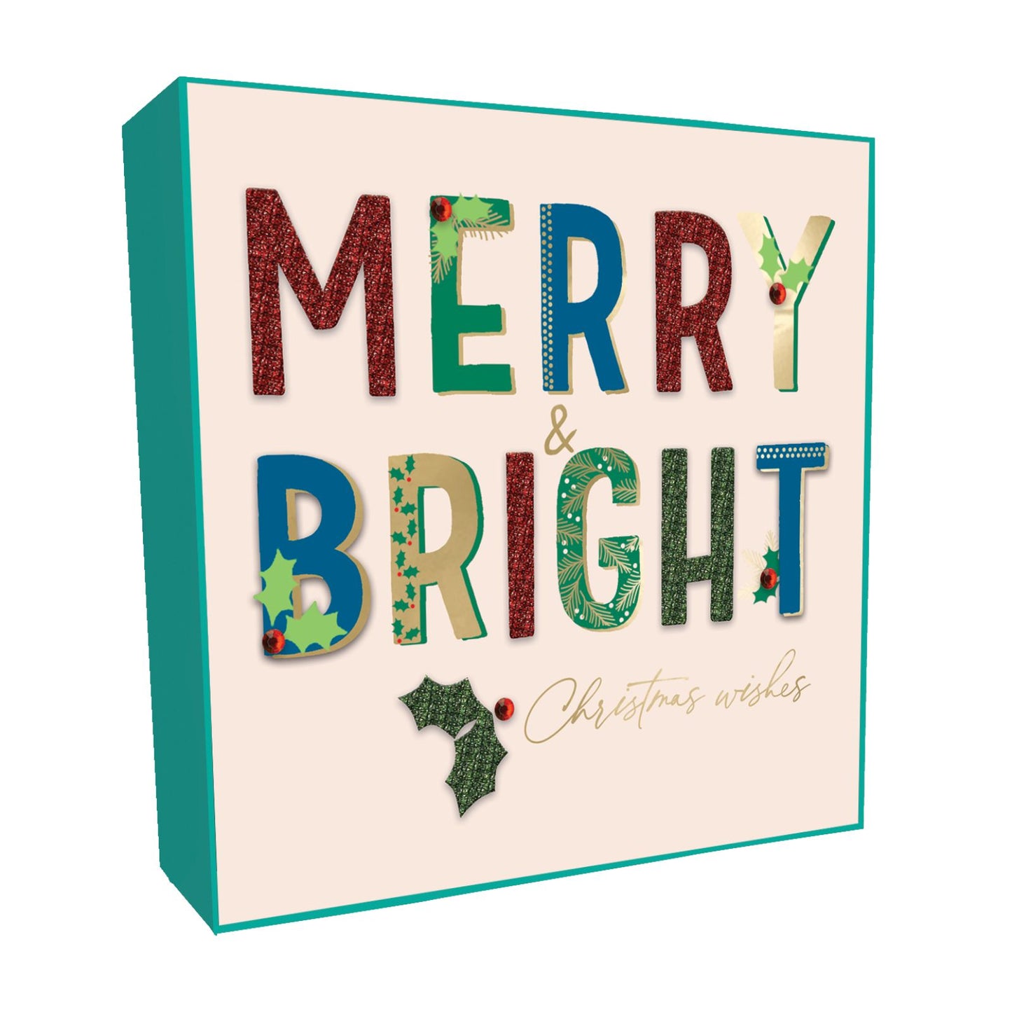 Luxury Christmas Cards Box of 6 Hand-Finished Merry & Bright Sparkle Xmas Cards