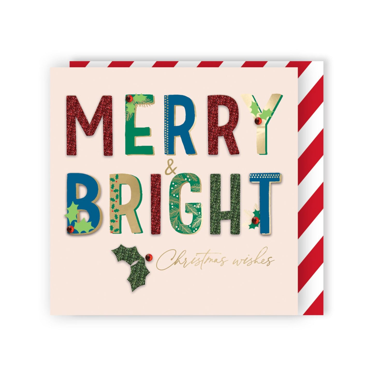 Luxury Christmas Cards Box of 6 Hand-Finished Merry & Bright Sparkle Xmas Cards