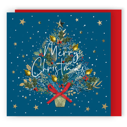 Hand-Finished Christmas Card Festive Xmas Tree Luxury Sparkle Range