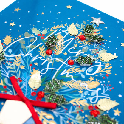 Hand-Finished Christmas Card Festive Xmas Tree Luxury Sparkle Range
