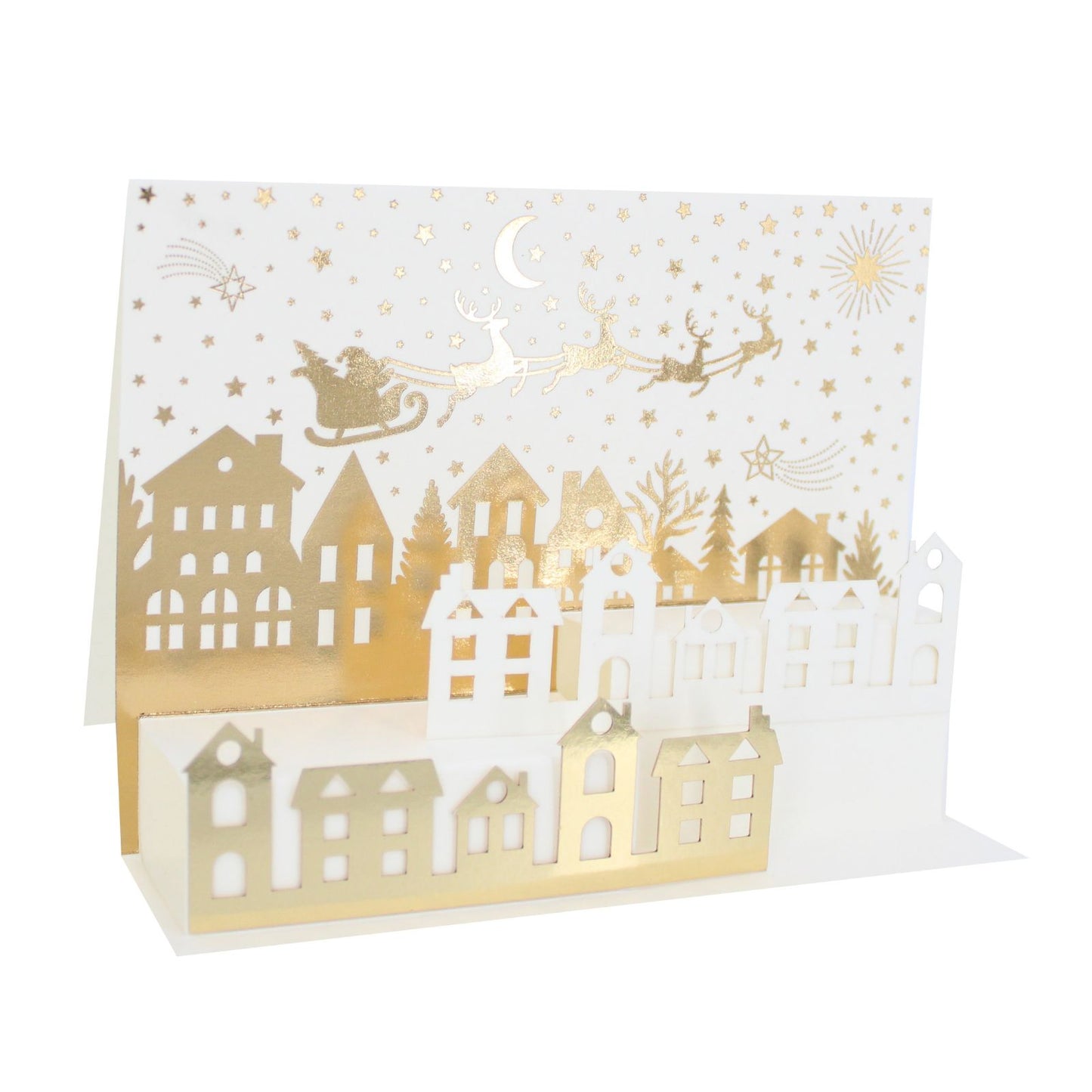 Box Of 5 Christmas Cards 3D Die-Cut Maison De Noel Freestanding Santa Scene