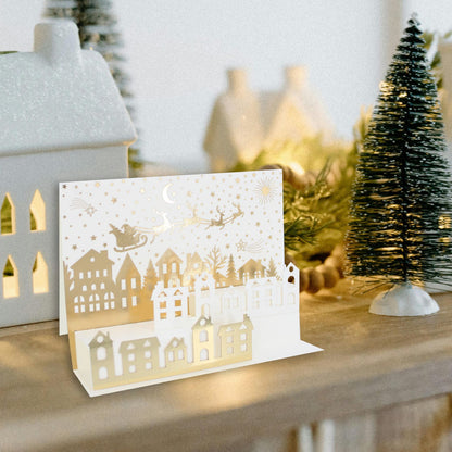 Box Of 5 Christmas Cards 3D Die-Cut Maison De Noel Freestanding Santa Scene