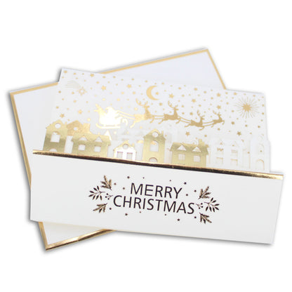 Box Of 5 Christmas Cards 3D Die-Cut Maison De Noel Freestanding Santa Scene