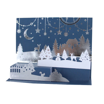 Box Of 5 Christmas Cards 3D Die-Cut Maison De Noel Freestanding Forest Scene