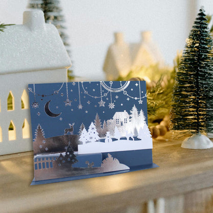 Box Of 5 Christmas Cards 3D Die-Cut Maison De Noel Freestanding Forest Scene