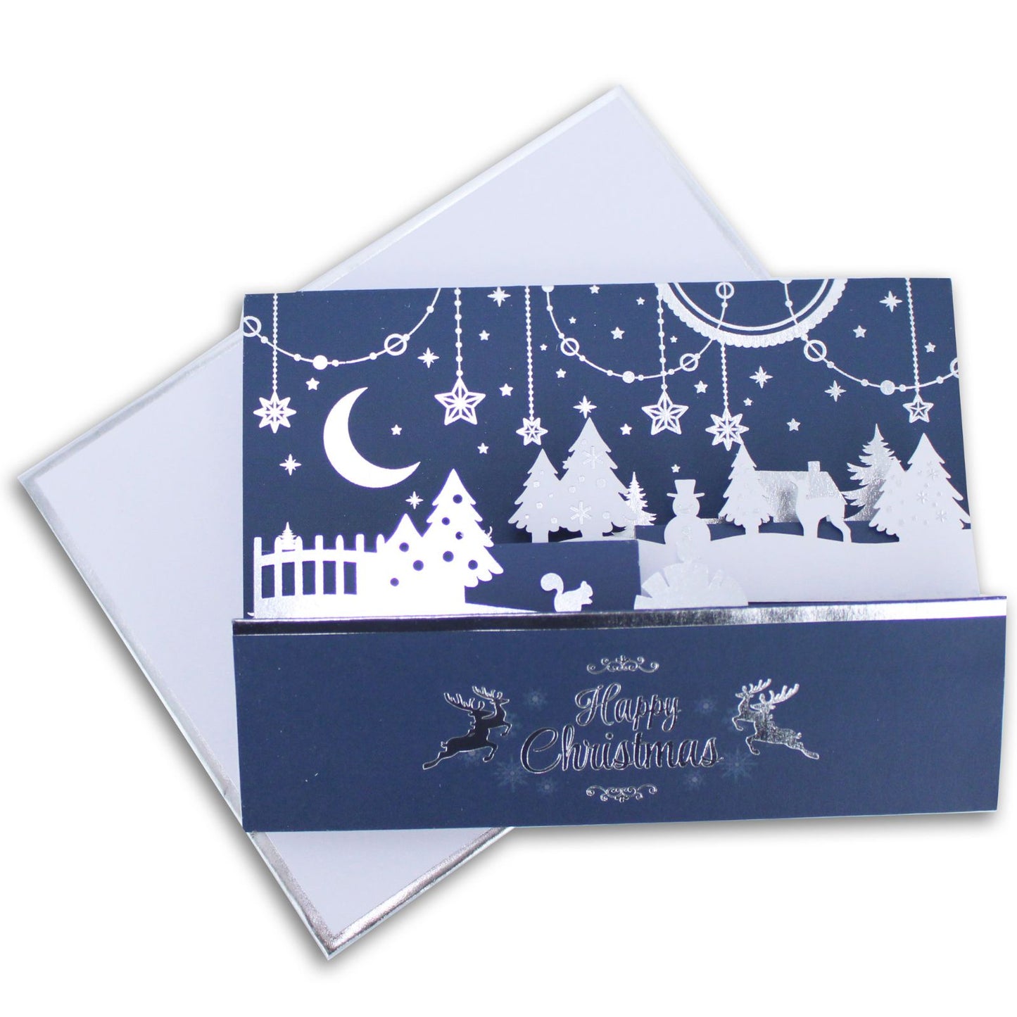 Box Of 5 Christmas Cards 3D Die-Cut Maison De Noel Freestanding Forest Scene