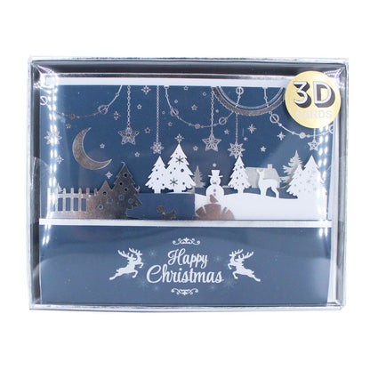 Box Of 5 Christmas Cards 3D Die-Cut Maison De Noel Freestanding Forest Scene