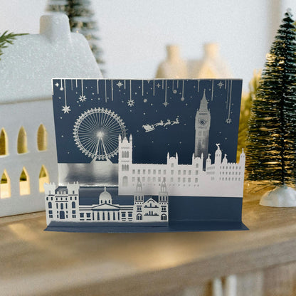 Box Of 5 Christmas Cards 3D Die-Cut Maison De Noel Freestanding London Scene