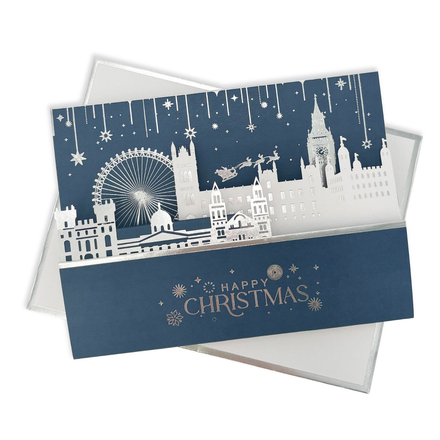 Box Of 5 Christmas Cards 3D Die-Cut Maison De Noel Freestanding London Scene