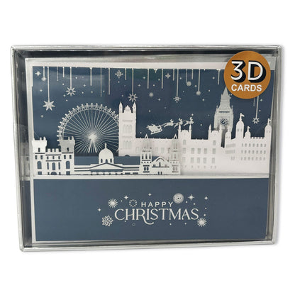 Box Of 5 Christmas Cards 3D Die-Cut Maison De Noel Freestanding London Scene